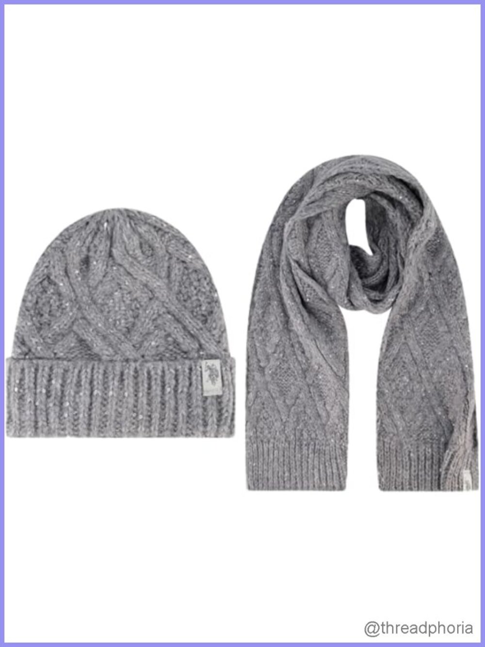 Knit Beanie and Scarf Set with Sequin Accents, Two Piece Winter Set